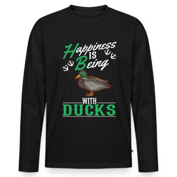 Happiness is being with Ducks Duck Duck Breeder - Men's Premium Organic Long Sleeve Shirt - black - Front - Nico (187cm)