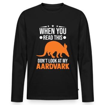 Erdferkel Geschenk Aardvark - Männer Premium Bio Langarmshirt - Schwarz - Vorne - Nico (187cm)
