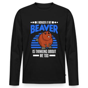 Beaver Gift Beaver Dam Beaver - Men's Premium Organic Long Sleeve Shirt - black - Front - Nico (187cm)