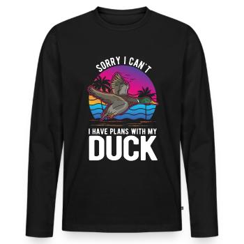 Canard Cadeau Canard Éleveur Canard - T-shirt manches longues Premium bio Homme - noir - Devant - Nico (187cm)