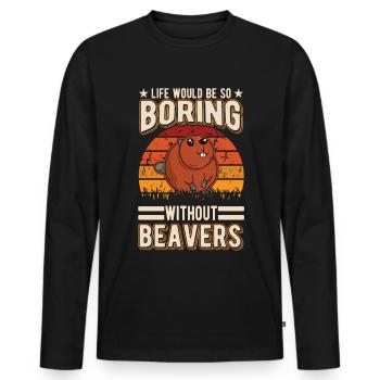 Beaver Gift Beaver Dam - Men's Premium Organic Long Sleeve Shirt - black - Front - Nico (187cm)