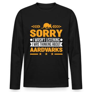 Erdferkel Geschenk Aardvark - Männer Premium Bio Langarmshirt - Schwarz - Vorne - Nico (187cm)