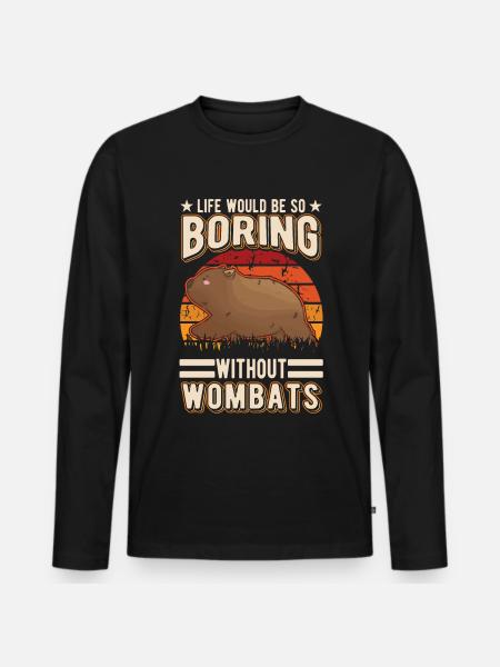 Australischer Wombat - Männer Premium Bio Langarmshirt - Schwarz
