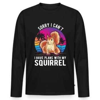 Cadeau Écureuil Écureuil Gris - T-shirt manches longues Premium bio Homme - noir - Devant - Nico (187cm)