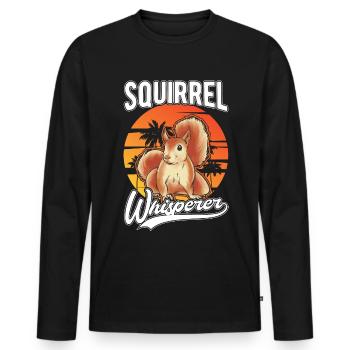Eichhörnchen Flüsterer Squirrel Whisperer - Men's Premium Organic Long Sleeve Shirt - black - Front - Nico (187cm)