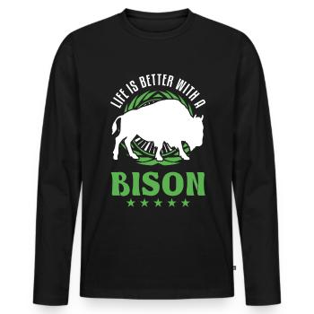 Life is better with a Bison Water Buffalo Buffalo Buffalo - Men's Premium Organic Long Sleeve Shirt - black - Front - Nico (187cm)