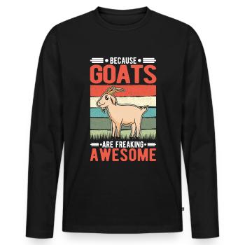Parce que les chèvres sont des chèvres géniales - T-shirt manches longues Premium bio Homme - noir - Devant - Nico (187cm)