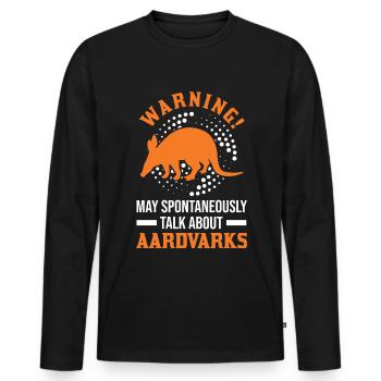 Avertissement Aardvark Cadeau Aardvark - T-shirt manches longues Premium bio Homme - noir - Devant - Nico (187cm)