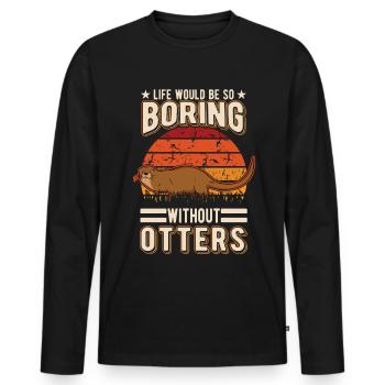 Otter Geschenk Fischotter Seeotter - Männer Premium Bio Langarmshirt - Schwarz - Vorne - Nico (187cm)