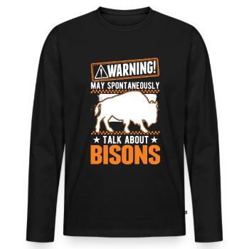 Warning Buffalo Bison Water Buffalo - Men's Premium Organic Long Sleeve Shirt - black - Front - Nico (187cm)