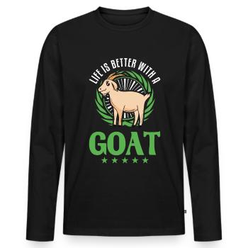 La vie est meilleure avec une chèvre Ziegenwirt Ziege - T-shirt manches longues Premium bio Homme - noir - Devant - Nico (187cm)