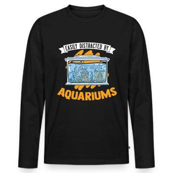 Easily distracted by Aquariums Aquaristik Aquarist - Männer Premium Bio Langarmshirt - Schwarz - Vorne - Nico (187cm)