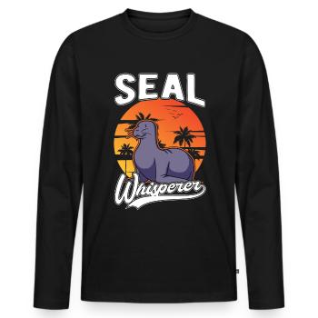 Seal Whisperer Sea Lion Whisperer Seal - T-shirt manches longues Premium bio Homme - noir - Devant - Nico (187cm)