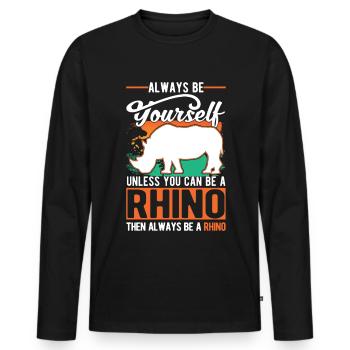 Nashorn Rhino Rhinozeros - Männer Premium Bio Langarmshirt - Schwarz - Vorne - Nico (187cm)
