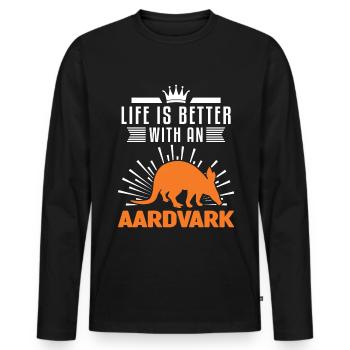 La vie est meilleure avec un Aardvark Erdferkel - T-shirt manches longues Premium bio Homme - noir - Devant - Nico (187cm)