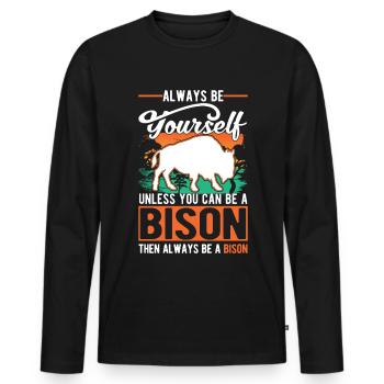 Soyez toujours vous-même Bison Buffalo Büffel - T-shirt manches longues Premium bio Homme - noir - Devant - Nico (187cm)