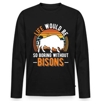 Buffalo Gift Bison Water Buffalo Buffalo - Men's Premium Organic Long Sleeve Shirt - black - Front - Nico (187cm)