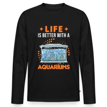 La vie est meilleure avec un Aquariums Aquascaping - T-shirt manches longues Premium bio Homme - noir - Devant - Nico (187cm)