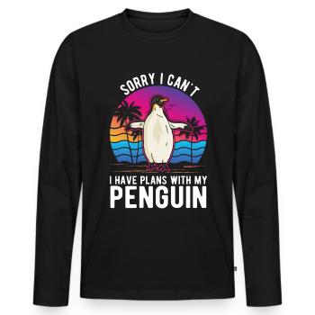 Je ne peux pas avoir de plans avec mon Pingouin Pinguin - T-shirt manches longues Premium bio Homme - noir - Devant - Nico (187cm)