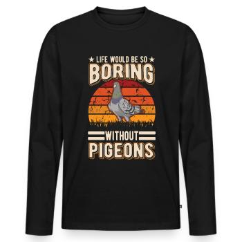 Pigeon Cadeau Pigeon Colombier Plus Chic Pigeon Voyageur - T-shirt manches longues Premium bio Homme - noir - Devant - Nico (187cm)