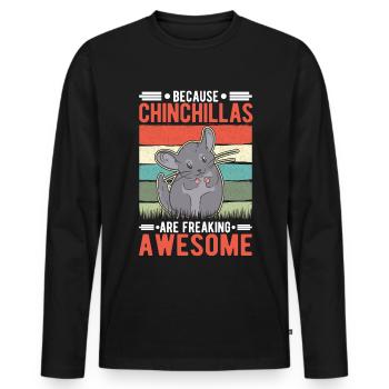 Parce que les chinchillas sont impressionnants - T-shirt manches longues Premium bio Homme - noir - Devant - Nico (187cm)