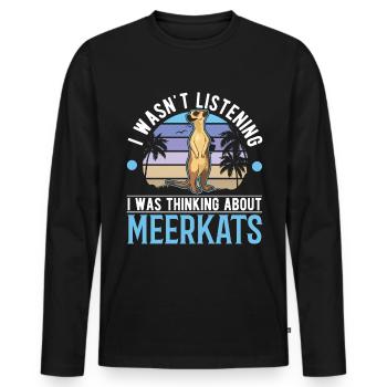 Je pensais aux suricates de Meerkat - T-shirt manches longues Premium bio Homme - noir - Devant - Nico (187cm)