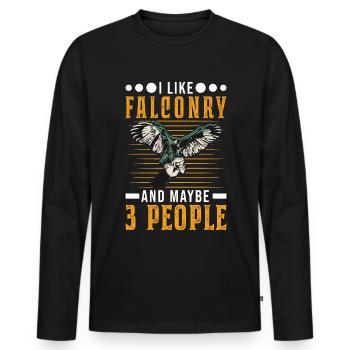 I like Falconry and maybe 3 people Falke - Männer Premium Bio Langarmshirt - Schwarz - Vorne - Nico (187cm)