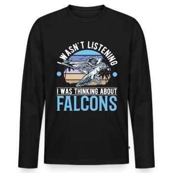 Falconer Cadeau Fauconnerner Fauconnernière - T-shirt manches longues Premium bio Homme - noir - Devant - Nico (187cm)
