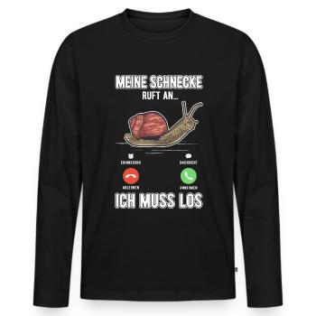 My snail calls I have to go - Men's Premium Organic Long Sleeve Shirt - black - Front - Nico (187cm)
