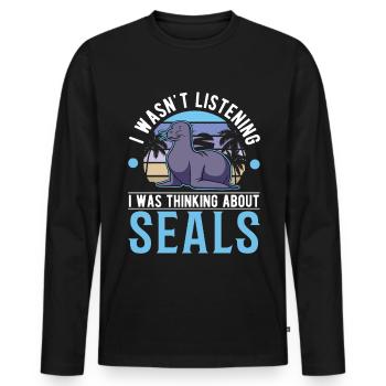 Seal Gift Sea Lion Seal - Men's Premium Organic Long Sleeve Shirt - black - Front - Nico (187cm)
