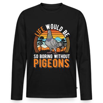 Pigeon Cadeau Pigeon Colombier Plus Chic Pigeon Voyageur - T-shirt manches longues Premium bio Homme - noir - Devant - Nico (187cm)