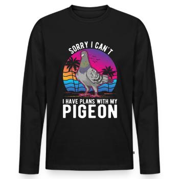 Pigeon Cadeau Pigeon Colombophile Élevage - T-shirt manches longues Premium bio Homme - noir - Devant - Nico (187cm)