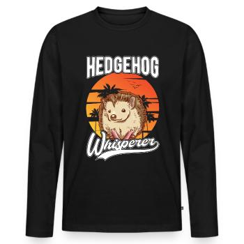 Hedgehog Whisper Hedgehog Whisperer - Men's Premium Organic Long Sleeve Shirt - black - Front - Nico (187cm)