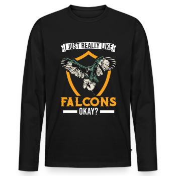 Ich mag einfach Falken Turmfalke Falkner - Männer Premium Bio Langarmshirt - Schwarz - Vorne - Nico (187cm)