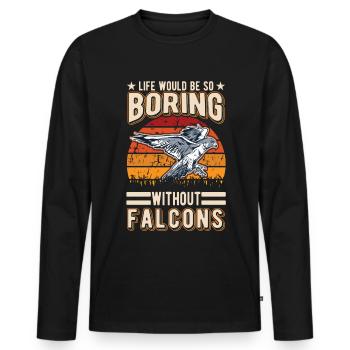 Falconer Cadeau Fauconnerner Fauconnernière - T-shirt manches longues Premium bio Homme - noir - Devant - Nico (187cm)