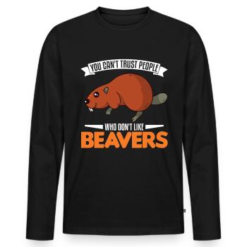 Biber Geschenk Biberdamm - Männer Premium Bio Langarmshirt - Schwarz - Vorne - Nico (187cm)