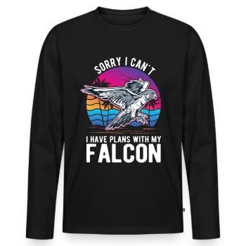 Falconer Cadeau Fauconnerner Fauconnernière - T-shirt manches longues Premium bio Homme - noir - Devant - Nico (187cm)