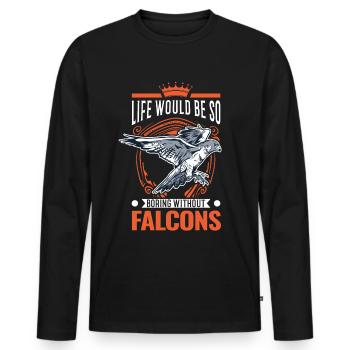 Falconer Cadeau Fauconnerner Fauconnernière - T-shirt manches longues Premium bio Homme - noir - Devant - Nico (187cm)