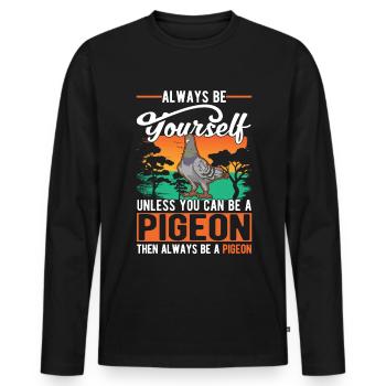 Pigeon Gift Pigeon Fancier Carrier Pigeon - Men's Premium Organic Long Sleeve Shirt - black - Front - Nico (187cm)