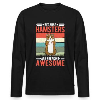 Hamster Cadeau Nain Hamster Golden Hamster - T-shirt manches longues Premium bio Homme - noir - Devant - Nico (187cm)
