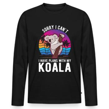 Koala Koala Bear Amoureux - T-shirt manches longues Premium bio Homme - noir - Devant - Nico (187cm)