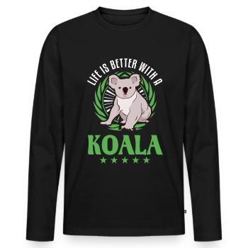 Life is better with a Koala Koala Bear - Men's Premium Organic Long Sleeve Shirt - black - Front - Nico (187cm)
