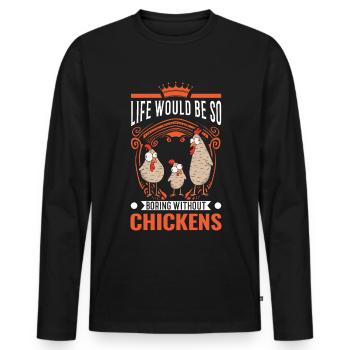 Poulet Élevage de poulet Éleveur de poulet - T-shirt manches longues Premium bio Homme - noir - Devant - Nico (187cm)