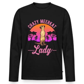 Dame suricate folle Erdmännchen - T-shirt manches longues Premium bio Homme - noir - Devant - Nico (187cm)
