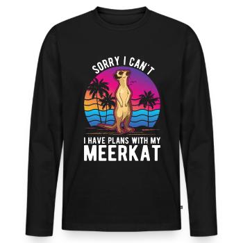 Suricate Cadeau Suricate Suricate - T-shirt manches longues Premium bio Homme - noir - Devant - Nico (187cm)