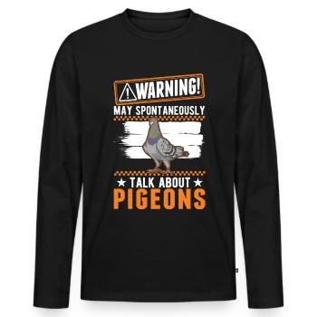 Warnung Taube Taubenzüchter Stadttaube - Männer Premium Bio Langarmshirt - Schwarz - Vorne - Nico (187cm)