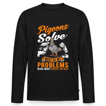 Pigeon Cadeau Pigeon Colombier Plus Chic Pigeon Voyageur - T-shirt manches longues Premium bio Homme - noir - Devant - Nico (187cm)
