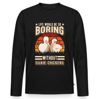 La vie serait si ennuyeuse sans Silkie Chickens - T-shirt manches longues Premium bio Homme - noir - Devant - Nico (187cm)