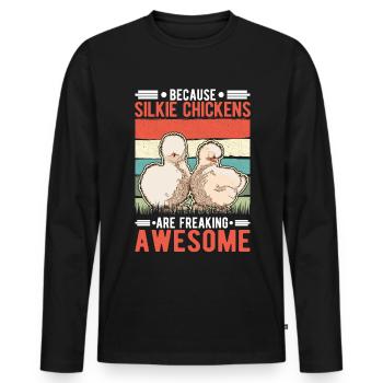 Parce que les poulets Silkie sont impressionnants - T-shirt manches longues Premium bio Homme - noir - Devant - Nico (187cm)