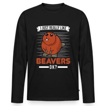 Beaver Gift Beaver Dam Beaver - Men's Premium Organic Long Sleeve Shirt - black - Front - Nico (187cm)